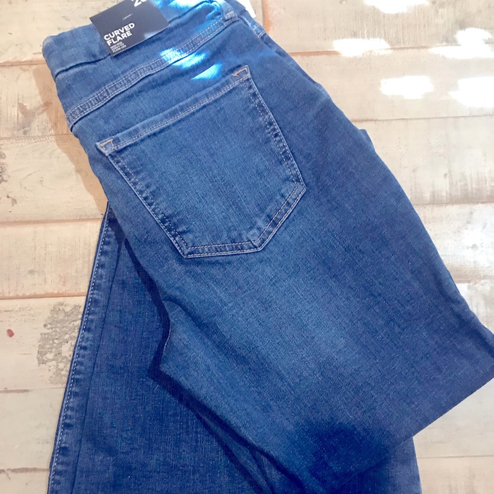High Rise Curvy Fit Flare Leg Denim Jeans